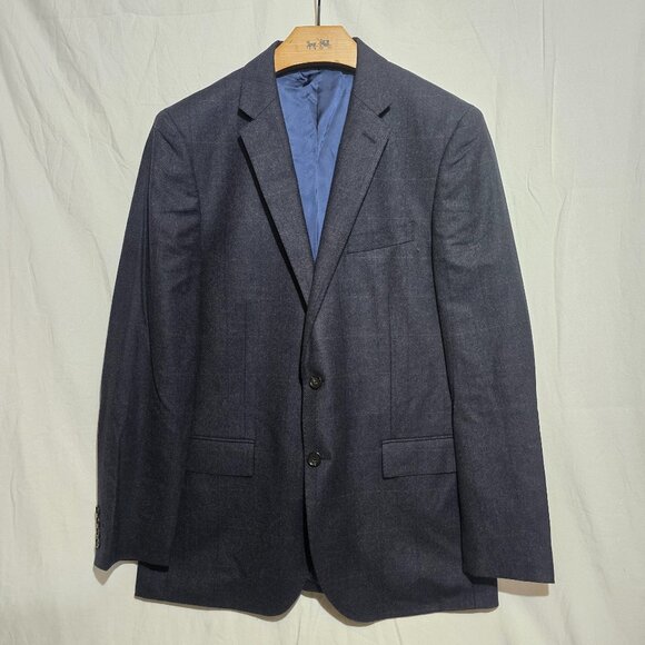 J. Crew Ludlow Biella Subalpino Wool Suit Blazer Jacket - Navy Windowpane sz 42R
